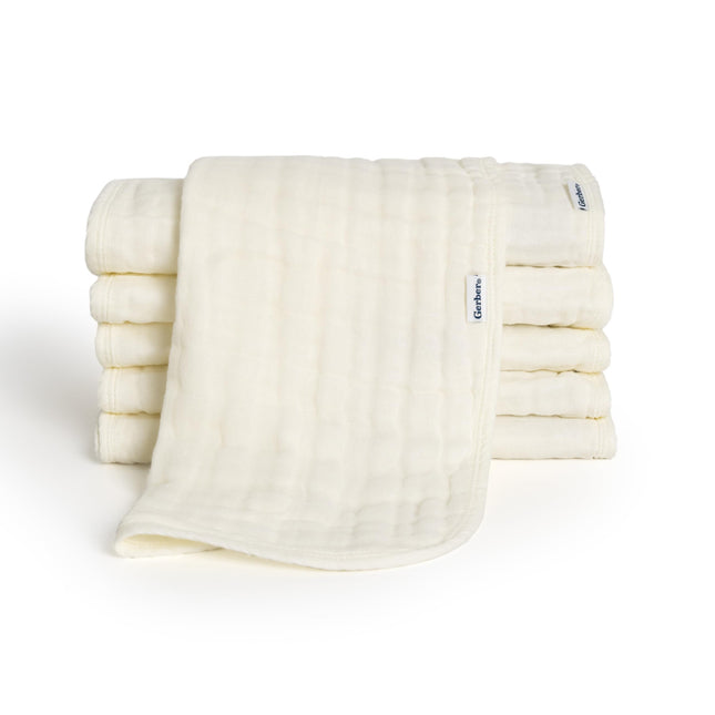 Gerber Baby Unisex Muslin Burp Cloths 6-Pack, Vani
