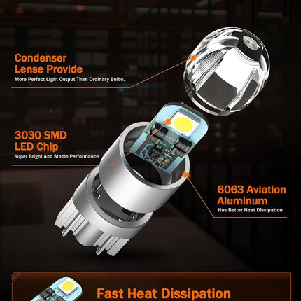 SEALIGHT 194 LED Bulb 6000K White, License Plate Light, Dome Light, T10 168 2825 W5W 3030 Bright Chips Wedge for Replacement Light Bulb, Map Trunk Door Courtesy Dash LED Light Bulb,Pack of 10