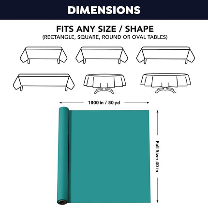 Party Essentials Plastic Banquet Table Roll, 40" x 100', Teal
