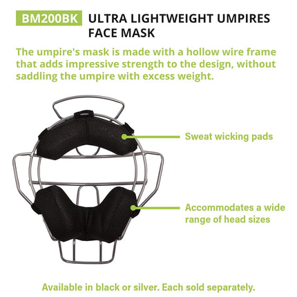 Champion Sports BM200SL Lightweight Umpire Face Mask, Silver