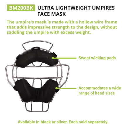 Champion Sports BM200SL Lightweight Umpire Face Mask, Silver
