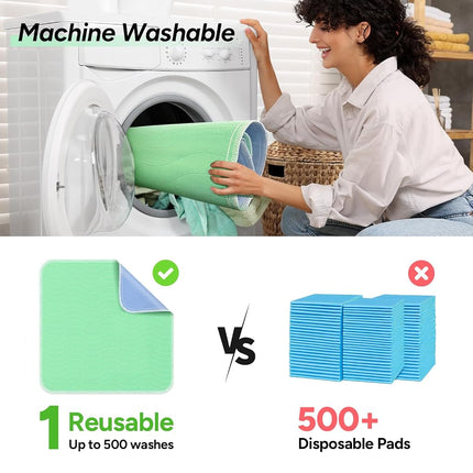 WhyWorry Washable Bed Pads for Adult Incontinence, 86x91cm, Green, 4 Pack