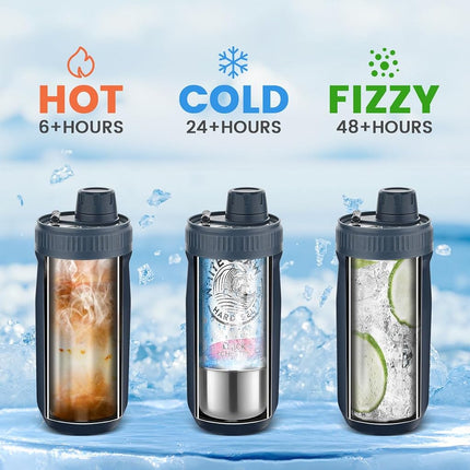 MAXSO Sealed Can Cooler Fizz Lid Can Cover for 12 oz Regular, Slim Skinny Cans & As Thermal Bottle (Navy Blue, 5-in-1)