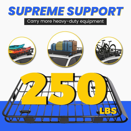 ECOTRIC 67" x 39" x 5.1'' Universal Roof Rack Cargo Carrier Basket with Extension Heavy Duty Steel Car SUV Top Luggage Storage Holder Basket for Travel 550LBS Weight Capacity