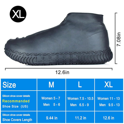 Shiwely Silicone Waterproof Shoe Covers, Upgrade Reusable Overshoes with Zipper, Resistant Rain Boots Non-Slip Washable Protection for Women, Men (XL (Women 10-13.5, Men 11.5-14), Black)