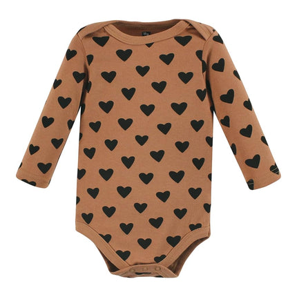 Hudson Baby Baby Girls Cotton Long-sleeve Bodysuits 3-pack, Cinnamon Pink Prints, 0-3 Months