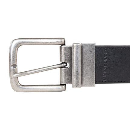 Lucky Brand Men's Reversible Genuine Leather Belt | Classic | Casual | Dress | Everyday | Western | Metal Buckle, Western Reversible - Brown/Black, 91cm