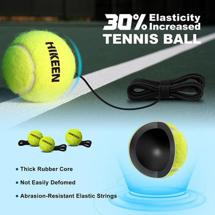 Hikeen Premium Tennis Trainer Rebound with Metal Base,Portable Solo Tennis Trainer Set with 3 Highly Elastic String Balls,Tennis Practice Equipment for Adult Kids an Beginners - Blue