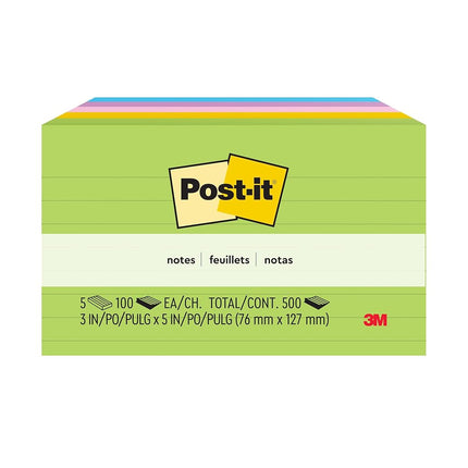 Post-it Notes, 3x5 in, 5 Pads, America's #1 Favorite Sticky Notes, Floral Fantasy Collection, Bold Colors, Clean Removal, Recyclable (635-5AU)