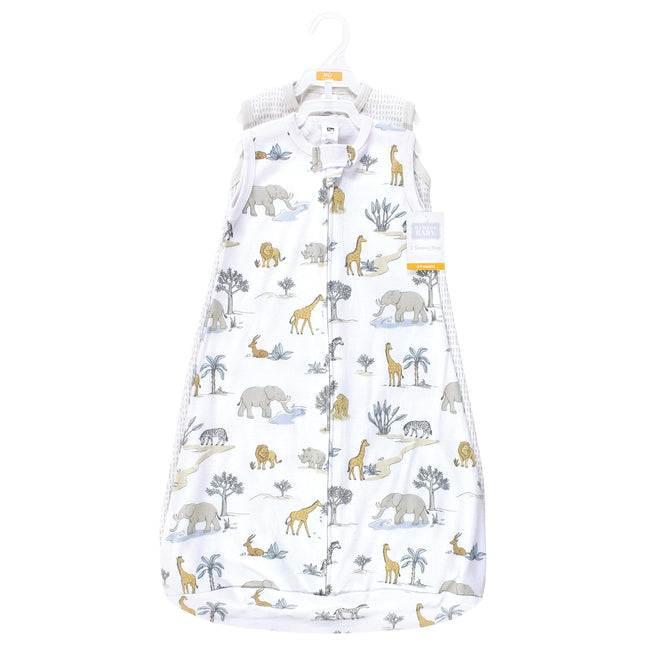 Hudson Baby BabyCotton Saco de dormir con mangas largas, tipo manta, sin mangas, diseño neutral Safari World, 18-24 meses