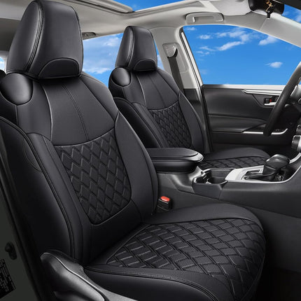 Huidasource Fundas para Asientos de Coche RAV4, Juego Completo a Medida, Cojines Delanteros y Traseros Impermeables para Toyota Rav4 XLE LE XLE Premium Limited 2019-2024 (No para Hybrid/Adventure/TRD Off-Road/Prime, Negro)