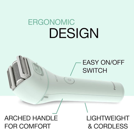 Panasonic Electric Bikini Trimmer, Women's Waterproof, Full-Body Cordless Electric Razors for Women with Bikini Attachments, 3 Hypoallergenic Blades, for Travel, Shower and Everyday Use - ES-AWL6AG
