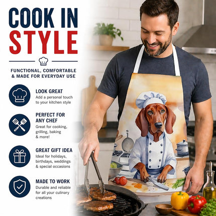 Caroline's Treasures Redbone Coonhound The Chef Apron Cooking Kitchen Server Baking Crafts Gardening for Adult Women Men, Unisex, Large, Multicolor