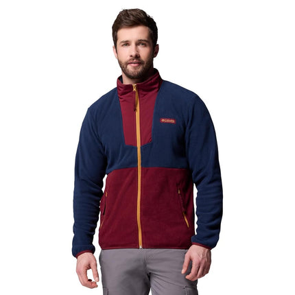Columbia Men's Sequoia Grove Full Zip Fleece, Full Zip Fleece Jacket, Rich Wine/Collegiate Navy, M