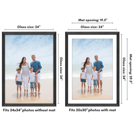 Americanflat 24x34 Poster Frame - Matted to 20x30 - Engineered Wood - Black