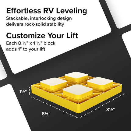 Camco Camper/RV Leveling Blocks | Features Interlocking Nested Design & Storage Bag for RV Storage and Organization | Each Leveling Block Measures 8.5" x 8.5" x 1" | 10-Pack, Design May Vary (44510)