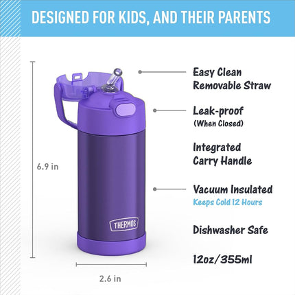 Thermos F4016VI6 12 Ounce Stainless Steel FUNtainer Bottle,Violet