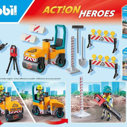 Playmobil | Action Heroes | Road Construction Site | Construction Toy for Kids | Construction Playset | Toys for Children Aged 4+ | 71751