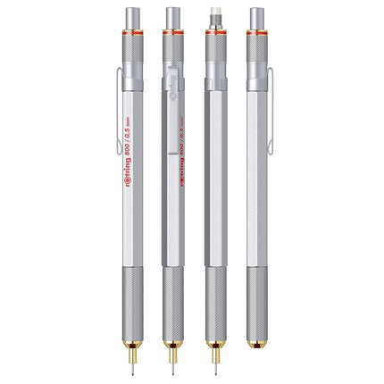 rOtring 1904449 800 Retractable Mechanical Pencil, 0.5 mm, Silver Barrel