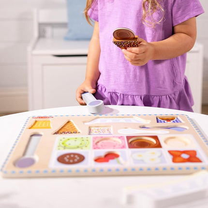 Melissa & Doug Ice Cream Wooden Magnetic Puzzle Play Set, 16 Magnet Pieces, Play Food Toy for Boys and Girls Ages 2+