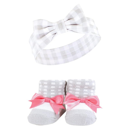 Hudson Baby Set de regalo de diadema y calcetines para bebé niña, rosa carbón, 1 unidad (paquete de 3)