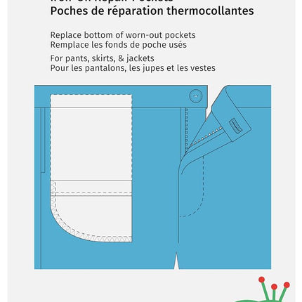 Dritz 55457-61 Repair Pockets, Iron-On, White (2-Count)