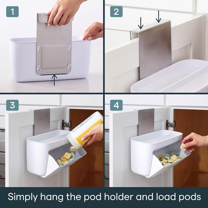 YouCopia DoorStash Dishwasher Pod Holder Lid, Hanging Storage Container for Detergent, Speckled White