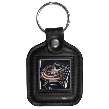 NHL Siskiyou Sports Fan Shop Columbus Blue Jackets Square Leather Key Chain One Size Black