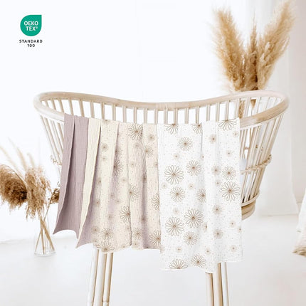 lulumoon Baby Muslin Swaddle Blankets: Soft Receiving Blanket for Newborn - Cotton Swaddling Blanket for Neutral 3Pack