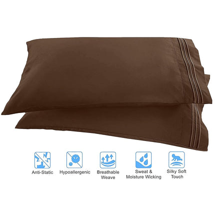 Elegant Comfort 1500 Thread Count Wrinkle & Fade Resistant Egyptian Quality 4-Piece Bed Sheet Set Ultra Soft Luxurious Set Includes Flat Sheet, Fitted Sheet and 2 Pillowcases, Queen, Espresso Brown