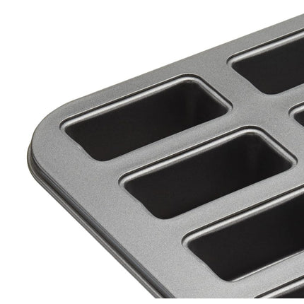 MasterClass Master Class Non-Stick Twelve Hole Mini Loaf Tin, Steel, Grey, 27 x 35.5cm