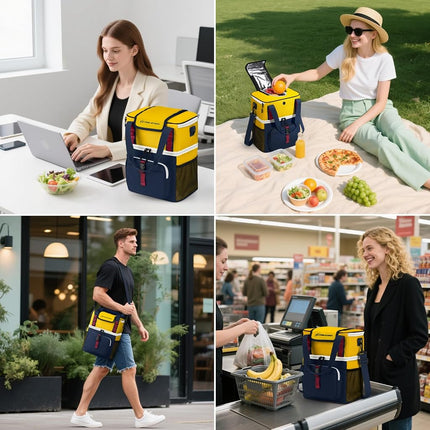 Maelstrom Lunch Box for Women, 20L Insulated Lunch Bag Men, Leakproof Double Deck Cooler Bag, Soft Lunch Cooler with Quick Access Flip-Top Lid for Work, Beach,Travel, Camping
