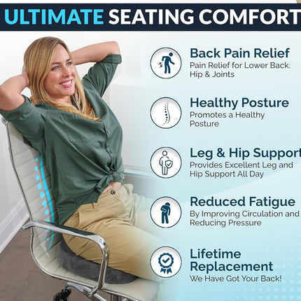 ComfiLife Doctor Recommended Seat Cushion - Premium Gel & Memory Foam Office Chair, Car Seat, Lifting Cushion - Chair Cushions for Back & Sciatica Relief - Seat Cushions for Office & Desk (Charcoal)
