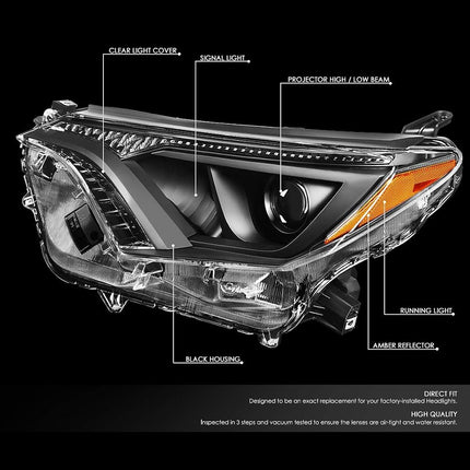 DNA MOTORING HL-OH-TRAV416-BK-AM Factory Style Projector Headlight Lamp Set Replacement