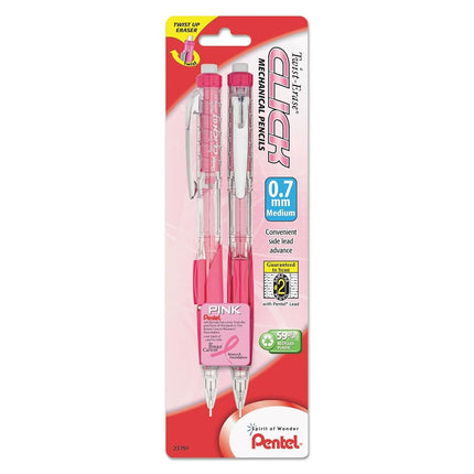 Pentel Breast Cancer Awareness Twist Erase CLICK Automatic Pencil, 0.7mm (PD277TBP2P-BC)