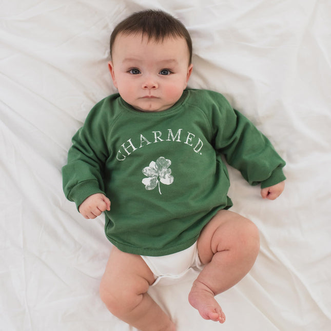 Burt's Bees Baby baby-girls Sweatshirt, Lightweight Pull Over Sweater, Organic Cotton Layering Essential, Charmed Sweatshirt, Newborn