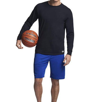 Russell Athletic Men's Dri-Power Long Sleeve Tees, Moisture Wicking, Odor Protection, UPF 30+, Black, XL