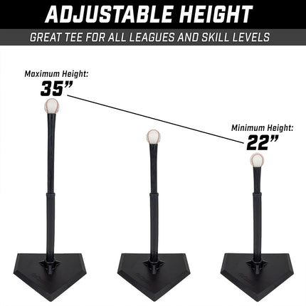 GoSports Baseball & Softball Batting Tee - Adjustable Rubber Hitting Tee for All Leagues and Skill Levels