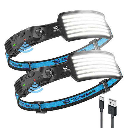 Smiling Shark Rechargeable Headlamp, 230°Wide Angl