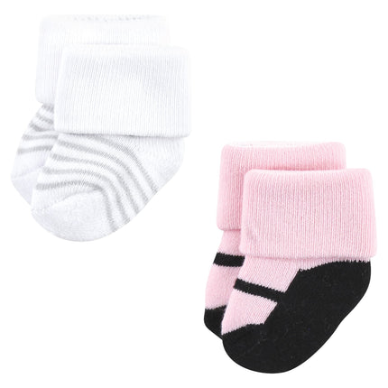 Luvable Friends Unisex Baby Newborn and Baby Terry Socks, Mint Pink Mary Janes 12-pack, Small