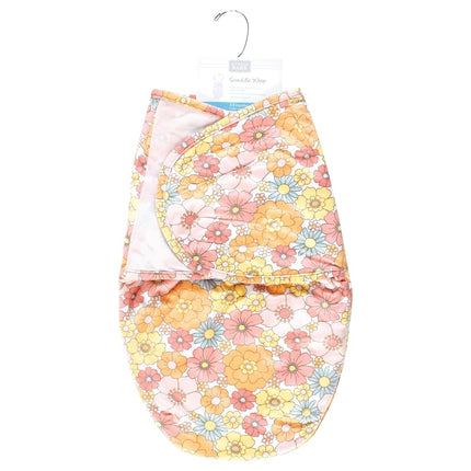 Hudson Baby Infant Girl Plush Faux Fur Swaddle Wrap, Peace Love Flowers, 0-3 Months