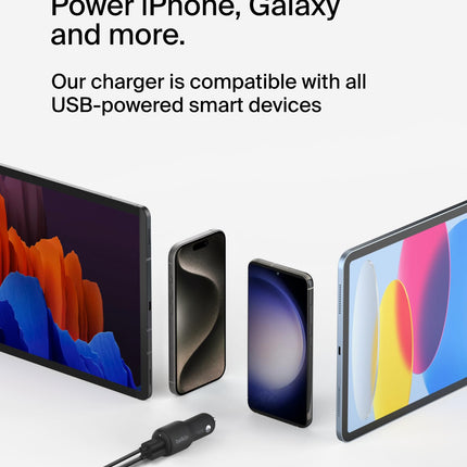 Belkin BoostCharge Dual Car Charger 42W w/Fast Charge USB-C 30W PPS & 12W USB-A Ports + USB-C to USB-C Cable for Apple iPhone 16, 16 Pro, 16 Pro Max, iPhone 15, Samsung Galaxy S24, & More - Black