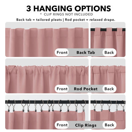 Cortinas opacas Deconovo con bolsillo para barra y lengüeta trasera para sala de estar, 42x95 pulgadas, rosa coral, 2 paneles, cortinas térmicas oscurecedoras
