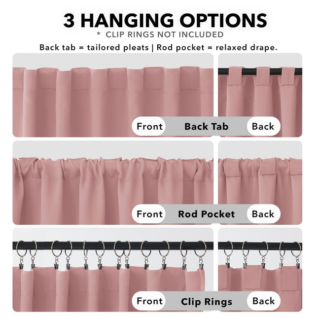 Deconovo Rod Pocket and Back Tab Blackout Curtains for Living Room, 42x95 Inch, Coral Pink, 2 Panels, Thermal Insulated Room Darkening Curtains