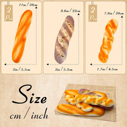 Meiwlong 5 Pieces Fake Bread Set,Realistic Artificial Fake Baguette Bread Loaf Loaves for Food Props Display Home Kitchen Bakery Restaurant Decoration