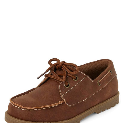 The Children's Place Boy's Slip on Boat Shoes, Tan, 1 Big Kid