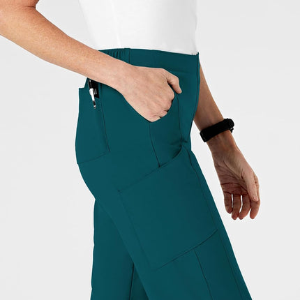 WonderWink Women's Flat Front Cargo Pant, Caribbean Blue, Small