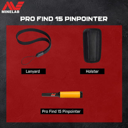 Minelab - Waterproof Pinpointer Metal Detector for Experts with Tone ID & Adjustable Sensitivity (Built-in Flashlight, Holster & Lanyard Included) (PRO-FIND 15)