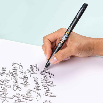 Tombow 62038 Fudenosuke brush pen with soft and hard tip, black, 2 pieces