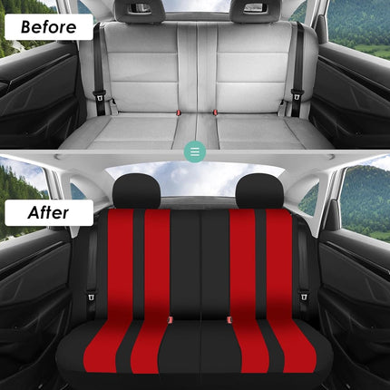 FH GROUP Car Seat Covers Full Set Red Cloth - Universal Fit, Automotive Seat Covers, Low Back Front Seat Covers, Airbag Compatible, Split Bench Rear Seat, Car Seat Cover for SUV, Sedan, Van